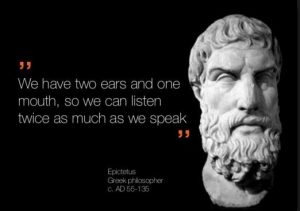 we have two ears and one mouth